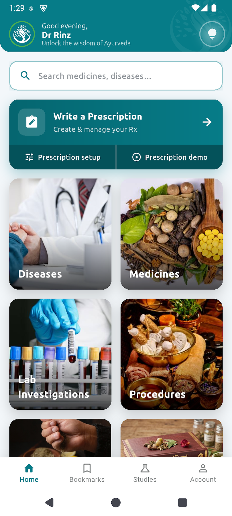 Bhishak Ayurveda app on a phone