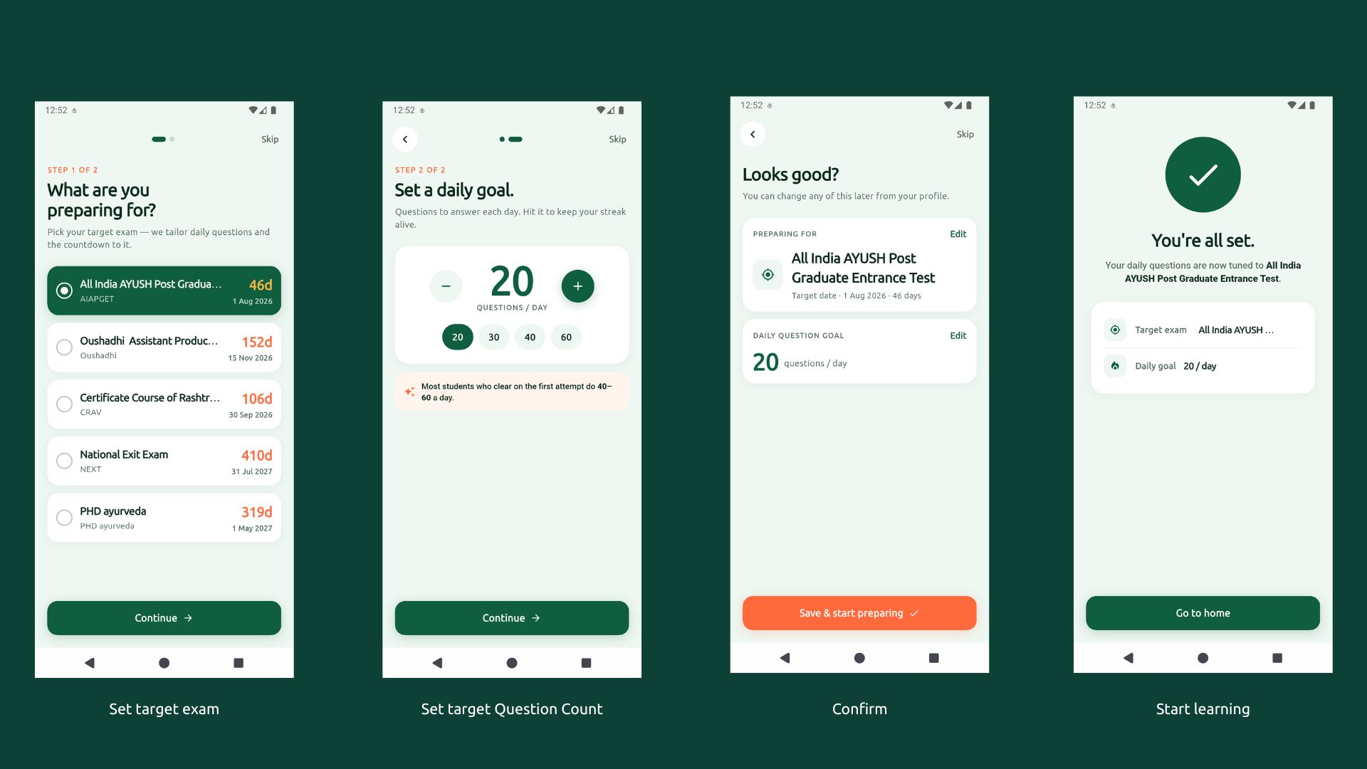 Onboarding screens